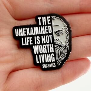 Socrates Quote Enamel Pin Unexamined Life Philosophy Lapel Badge
